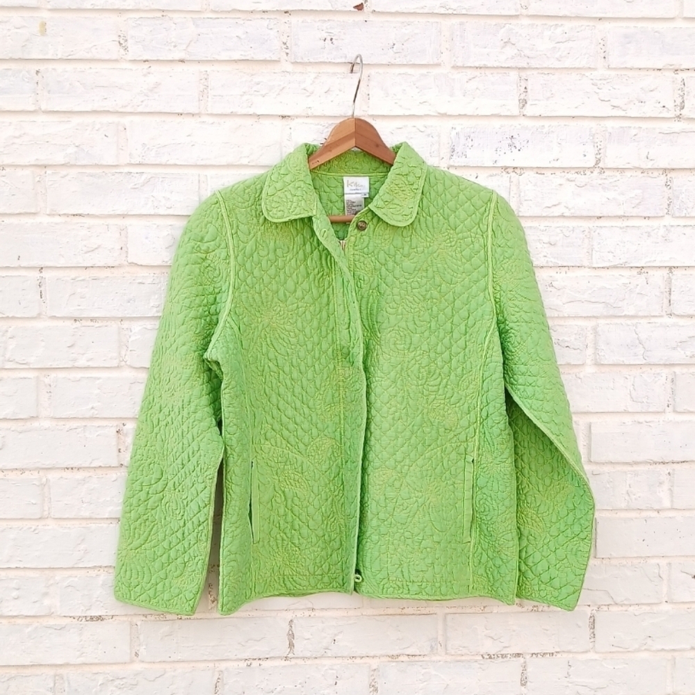 Vintage Kiko Silk Quilted Jacket Green